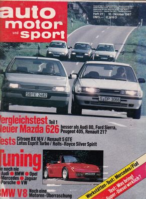 auto motor und sport 21/1987, Lotus, Rolls Royce, Audi, BMW V8, Ford, Peugeot, Reno