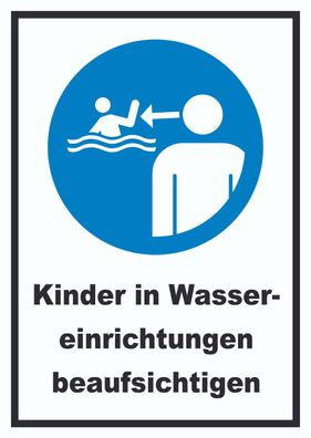 Kinder in Wassereinrichtungen beaufsichtigen Schild