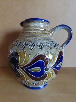 Vase Kanne Krug Bembel braun blau E.B. Handarbeit