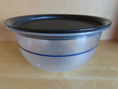 Schüssel mit schwarzem AuflegeDeckel Tafelperle blauer Streifen 2100ml Tupperware