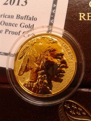 Original 50$ 2013 PP USA Buffalo Büffel 1 Unze 31,1g Gold (9999er) reverse proof