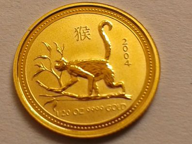 5$ 2004 Australien Lunar Hase 1/20 Unze 1,55g reines Gold 5 Dollars 2004 Affe 1/20oz