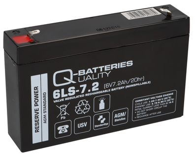 Q-Batteries 6LS-7.2 6V 7,2Ah Blei-Vlies Akku AGM VRLA