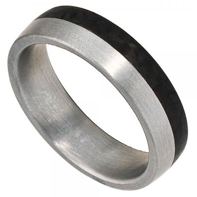 Partner Ring Edelstahl matt mit Carbon