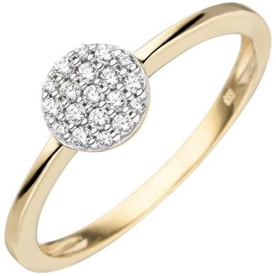 Damen Ring 333 Gelbgold 9 Zirkonia, 6,5 mm breit