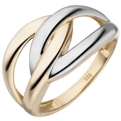 Damen Ring 333 Gelbgold bicolor