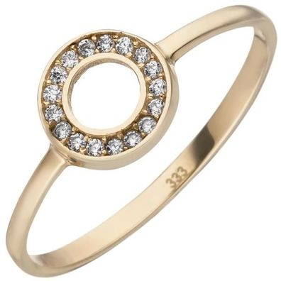 Damen Ring 333 Gelbgold mit 17 Zirkonia Goldring