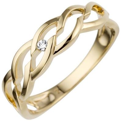 Damen Ring 585 Gold Gelbgold 1 Diamant Brillant 0,02ct