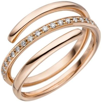 Damen Ring 585 Gold Rotgold 20 Diamanten 0,14ct