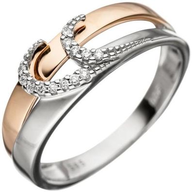 Damen Ring 585 Gold Weißgold Rotgold, 3 Diamanten