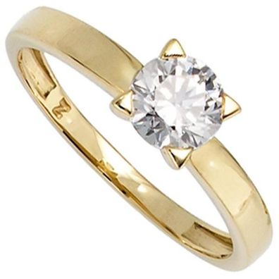 Damen Ring aus 333 Gelbgold, 1 Zirkonia Goldring