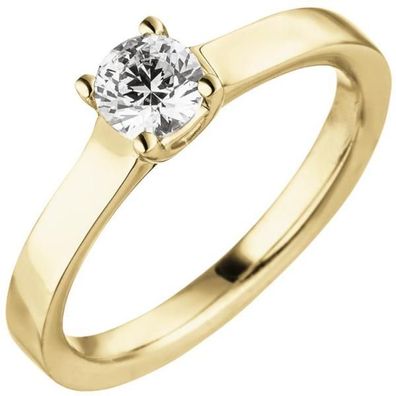 Damen Ring, 585 Gelbgold 1 Diamant Brillant 0,50 ct. Diamantring Solitär