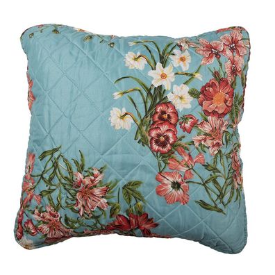 Clayre & Eef Kissenbezug 50x50 cm Blau Rosa Baumwolle Polyester Blumen (Gr. 50x50 cm)