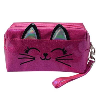 Juleeze Damenkulturtasche Katze 18x10 cm Rosa Synthetisch Rechteck (Gr. 18x10 cm)