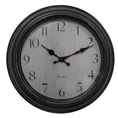 Clayre & Eef Wanduhr Ø 30x4 cm Schwarz Grau Kunststoff Glas