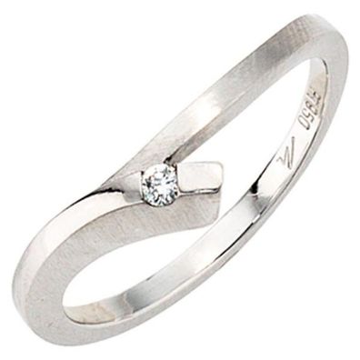 Damen Ring 950 Platin mattiert 1 Diamant Brillant 0,03ct