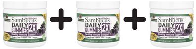 3 x Sambucus Daily Gummies 2X Strength, Black Elderberry - 45 vegan gummies