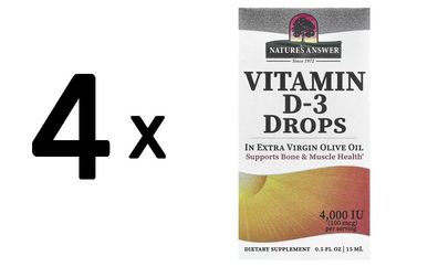 4 x Vitamin D-3 Drops, 4000IU - 15 ml