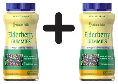 2 x Elderberry Gummies with Vitamin C, D & Zinc - 70 gummies