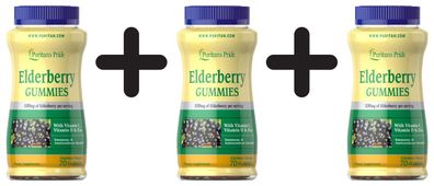 3 x Elderberry Gummies with Vitamin C, D & Zinc - 70 gummies