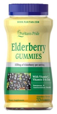 Elderberry Gummies with Vitamin C, D & Zinc - 70 gummies