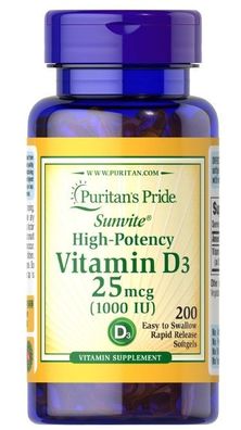 Vitamin D3, 1000IU - 200 softgels