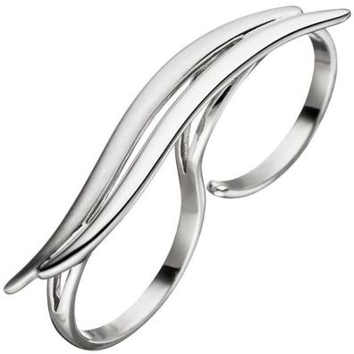 Damen Ring Zweifingerring 925 Sterling Silber matt mattiert 2 Finger