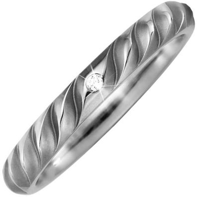 Partner Ring Titan teil matt 1 Diamant Brillant Partnerring Titanring