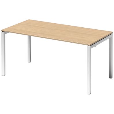 Bisley Cito Schreibtisch 160x80 cm, Tischplatte in Ahorn, U-Gestell in Weiß - Bürotis