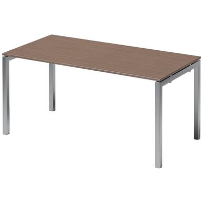 Bisley Cito Schreibtisch 160x80 cm, Tischplatte in Nussbaum, U-Gestell in Silber - Bü