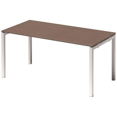 Bisley Cito Schreibtisch 160x80 cm, Tischplatte in Nussbaum, U-Gestell in Weiß - Büro