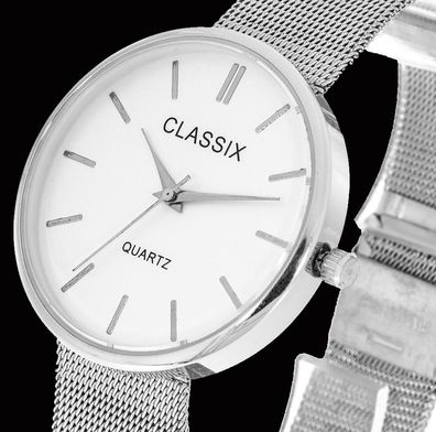 Damenuhr Classix Farbe silber mit Meshband 38mm