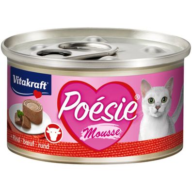 Vitakraft Katzenfutter Poesie Mousse, Rind - 12 Dosen