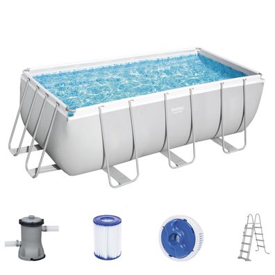 Power Steel™ Frame Pool-Set mit Filterpumpe 412 x 201 x 122 cm , lichtgrau, eckig