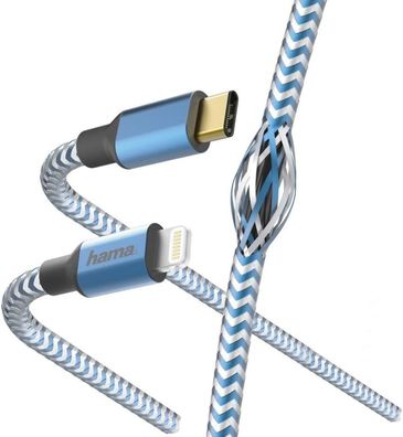 Hama Lade-/Datenkabel Reflective, USB-C - iPhone, 1,5 m, Blau