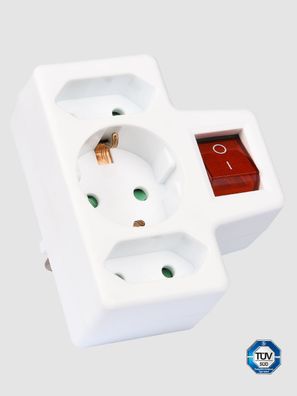 Heitech schaltbarer Steckdosenadapter 3-Fach - 1 Schuko/2 Euro IP20