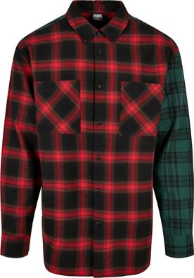 Urban Classics Oversized Mix Check Shirt Black/Red/Green