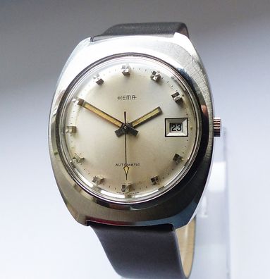 Schöne und seltene Hema ETA Automatic 25Jewels Calendar Herren Vintage Armbanduhr