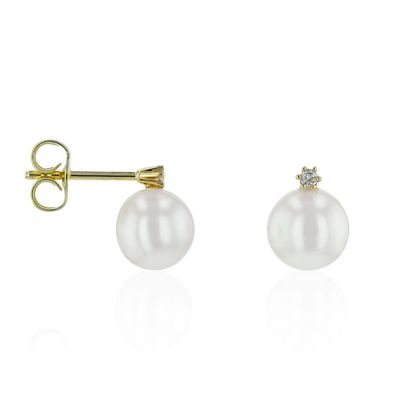 Luna-Pearls - 312.1502 - Ohrstecker - Süßwasser-Zuchtperle 6.5-7mm - 585 Gelbgold