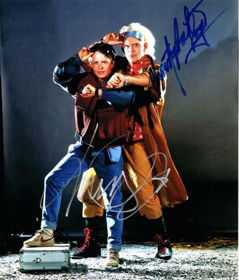 Zurück in die Zukunft Cast Autogramm Christopher Lloyd Michael J. Fox