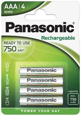 Panasonic - "ready to use" - Micro AAA - 1,2 Volt 750mAh Ni-MH - 4er Blister