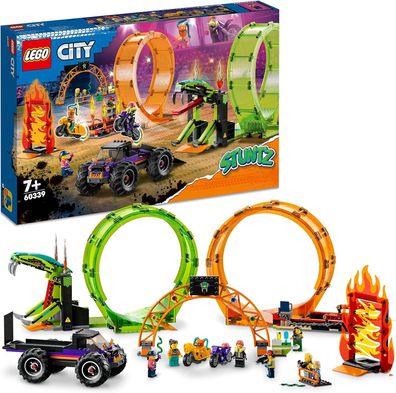 LEGO City Stuntz Double Loop Stunt Arena Bauset mit Stuntmotor, Monstertruck und Ramp