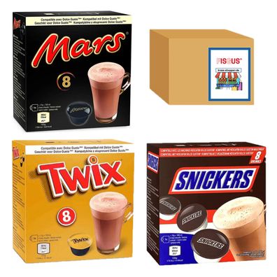 Mars - Snickers - Twix - Hot Chocolate Pods (Dolce Gusto kompatibel) 8er Packs