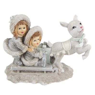 Clayre & Eef Figur Kinder 12 cm Grau Polyresin (Gr. 16x7x12 cm)