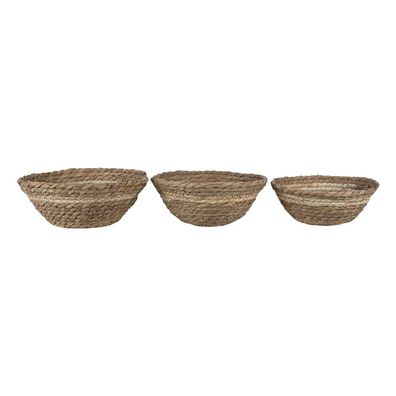 Clayre & Eef Aufbewahrungskorb 3er Set Ø 25x10 cm Braun Seegras Rund