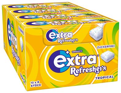 Wrigleys Extra Refreshers Tropical Cubes, Kaugummi, 12 x 8 Stück