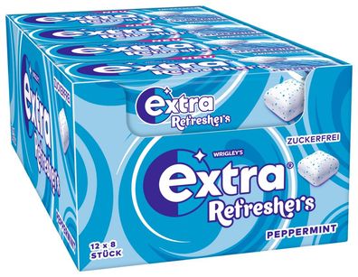 Wrigleys Extra Refreshers Peppermint Cubes, Kaugummi, 12 x 8 Stück