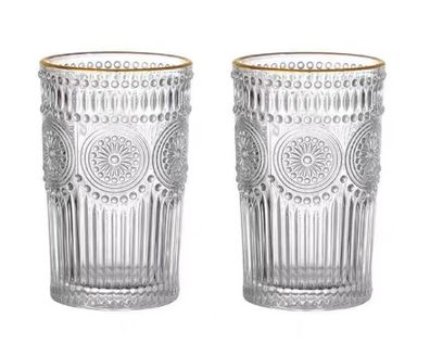 400ml Retro Vintage Trinkgläser Set Gold Kante 2 Gläser Cognac Whiskey Cocktail