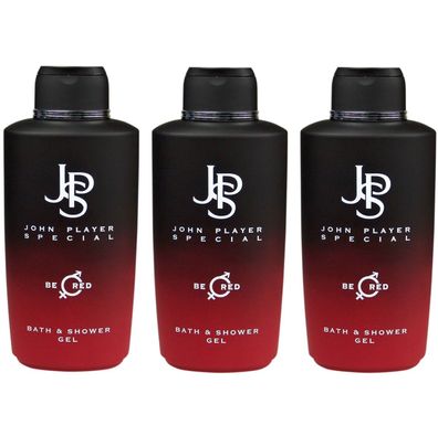 John Player Special BE RED JPS 3 x 500 ml Hair & Body Shampoo Duschgel