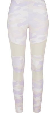 Urban Classics Damen Ladies Camo Tech Mesh Leggings Lilaccamo